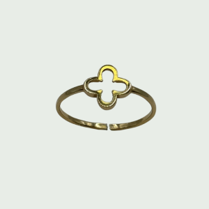 Anillo de Oro 14k con Trébol Calado de la Suerte