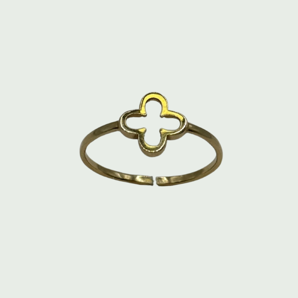 Anillo de Oro 14k con Trébol Calado de la Suerte