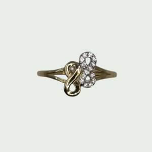 Anillo de Oro 14k con Infinito y Circones Brillantes