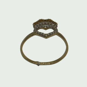 Anillo de Oro 14k con Corona y Corazón en Circonias