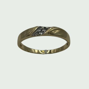 Anillo de Oro 14k con Grabado y Circones Brillantes